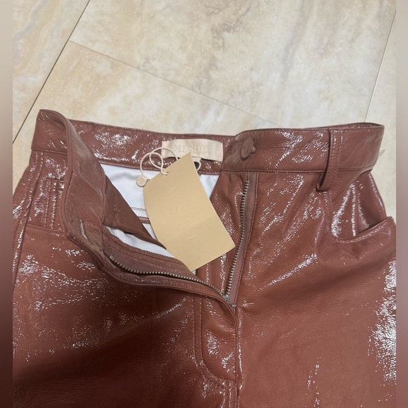 NWT MESHKI Shiny Chocolate Brown Pants (XS), 30โ - Picture 5 of 6